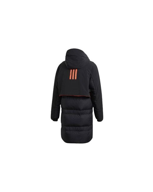 Adidas Blue Myshelter Cr Stay Warm Detachable Reversible Vest Sports Reflective Mid-Length Hooded Down Jacket for men