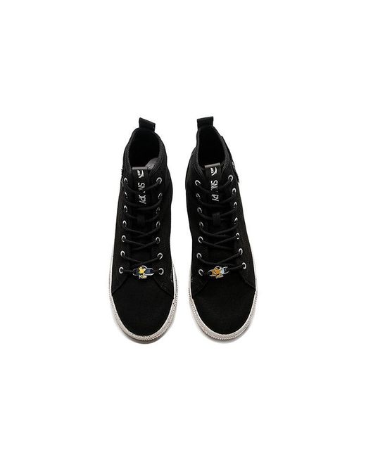 Anta Black X Snoopy High Top Canvas Shoes for men
