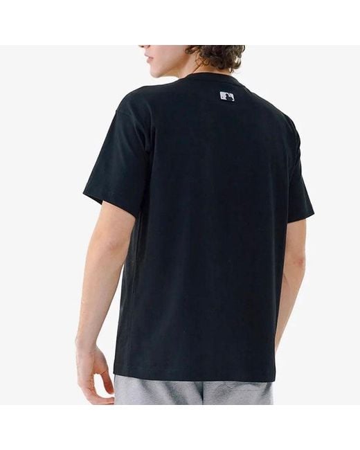 MLB Black Disney Mickey Crossover New York Yankees Basic Printing Round Neck Short Sleeve