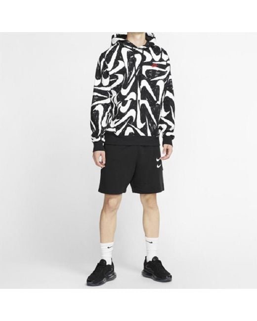Nike Black Athleisure Casual Sports Printing Fleece for men