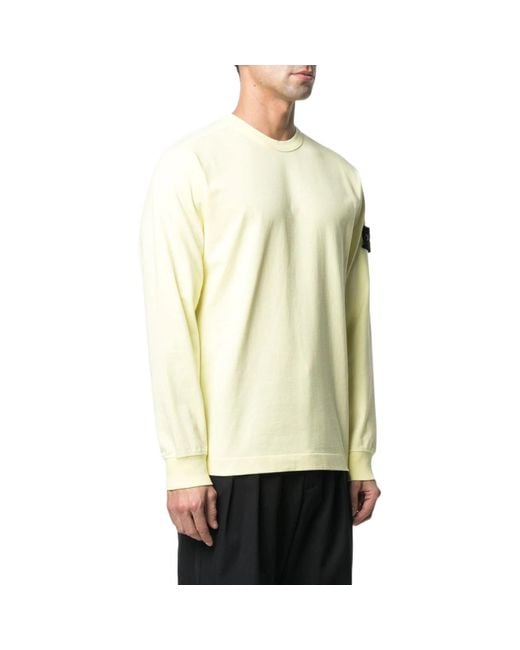 Stone Island Yellow Heavy Jersey Crewneck Sweatshirt for men