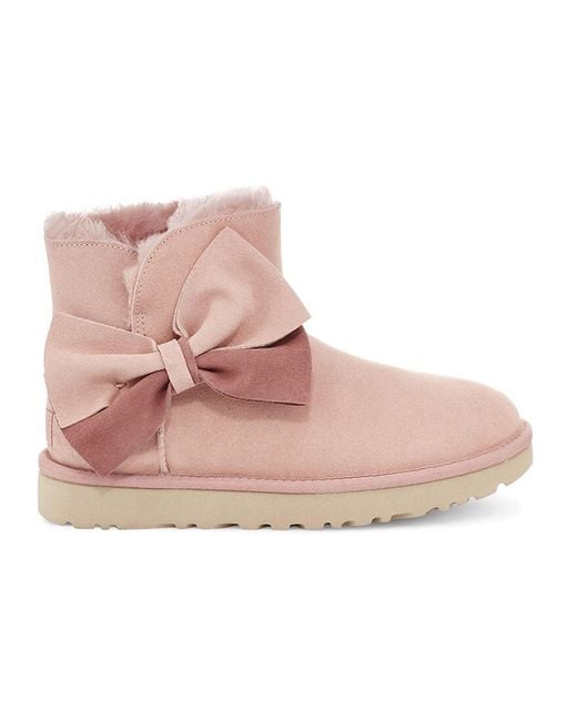 Ugg Pink (Wmns) Classic Mini Two-Tone Bow