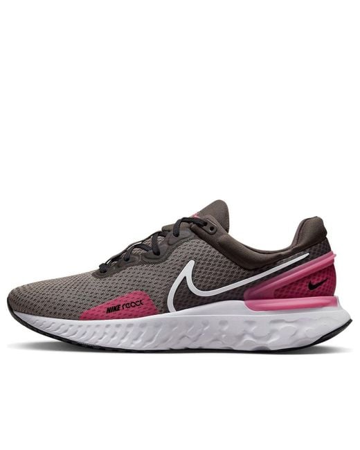 Nike Brown React Miler 3 Road Running Shoes 'Medium Ash' for men