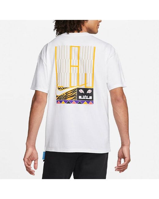 Nike White Back Stripe Pattern Printing Basketball Round Neck Casual Short Sleeve for men