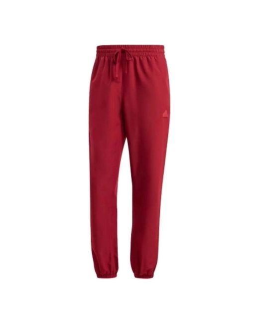Adidas Red Manchester United Lfstlr Woven Pants for men