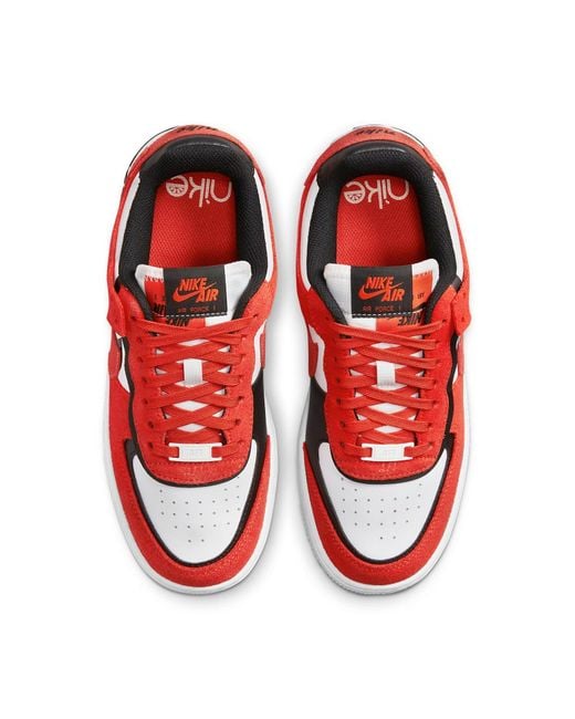 Nike Red (Wmns) Air Force 1 Shadow 'Cracked Leather