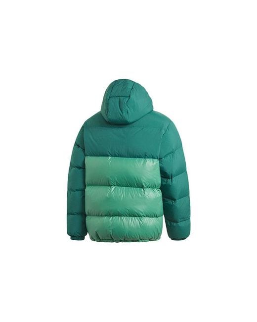 Adidas Green Originals Down Regen Puff Stay Warm Splicing Sports Hooded Down Jacket for men