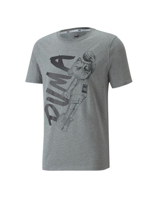 PUMA Gray Dylan Short Sleeve Basketball T-shirt for men