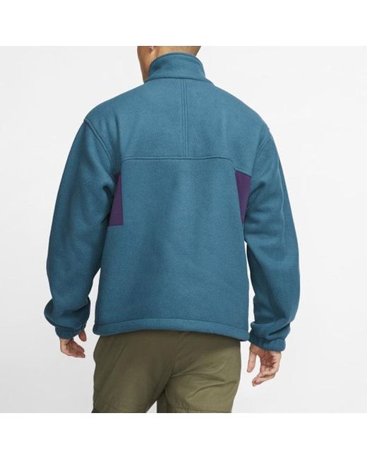 Nike Blue Colorblock Stand Collar Fleece Zipper Dark Sapphire Jacket 'Midnight Turq Grdppl' for men
