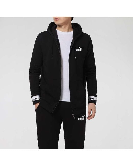PUMA Black Amplified Full-Zip Hoodied Jacket for men