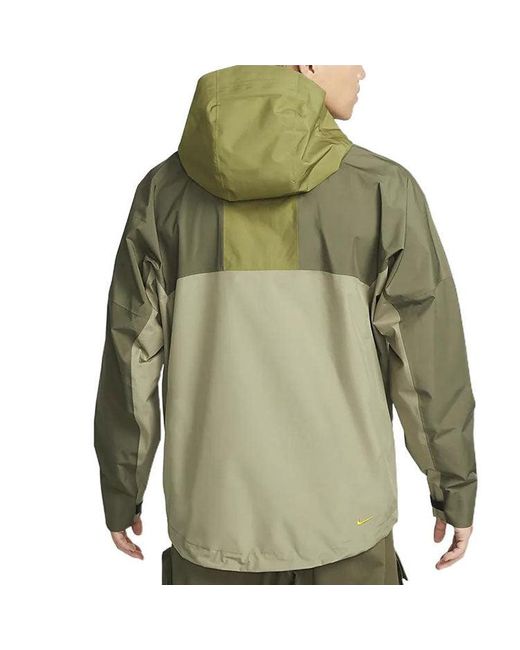 Nike Green Acg Splicing Long Sleeves Hooded Jacket Autumn for men