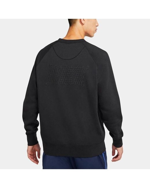 Nike Black Sportswear Front Swoosh Casual Sports Crew-Neck for men