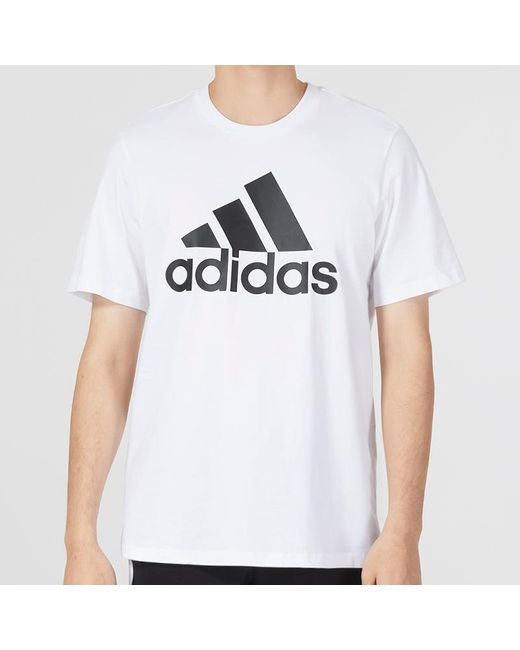 Adidas White Essentials Single Jersey Big Logo Tee for men