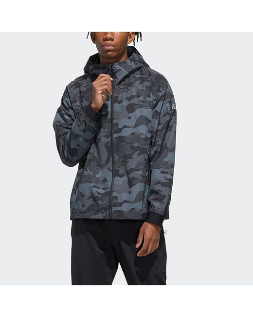Adidas Blue Camouflage Printing Sports Jacket for men