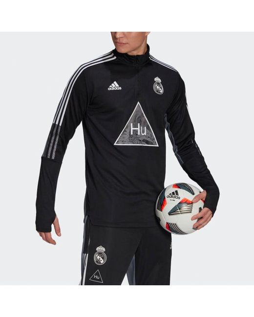 Adidas Black X Crossover Real Madrid Soccer/Football Half Zipper Pullover Stand Collar for men