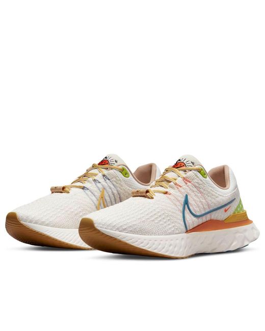 Nike White React Infinity 3 Road Running Shoes for men