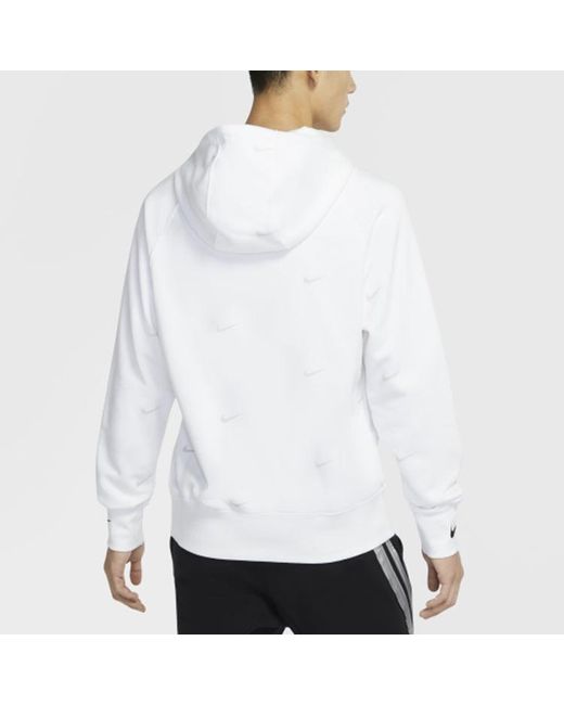 Nike White Athleisure Casual Sports Hooded Fleece Lined for men