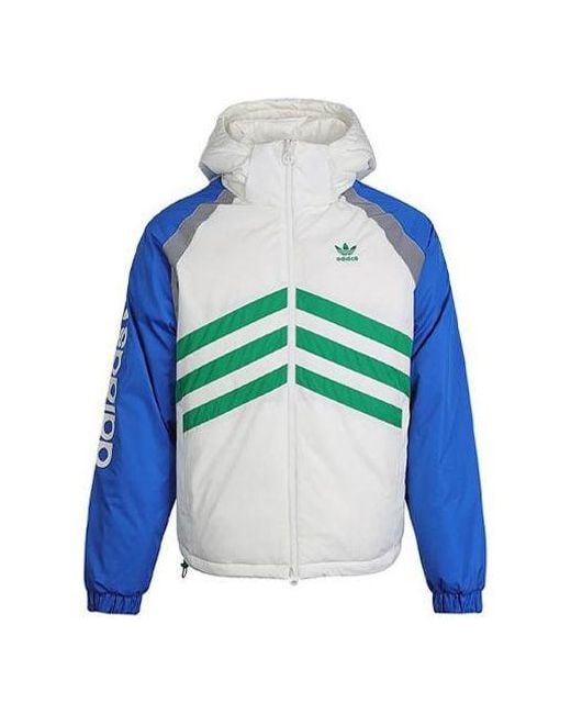Adidas Blue Originals Rev Dwn Jkt Reversible Stay Warm Hooded Reflective Down Jacket for men