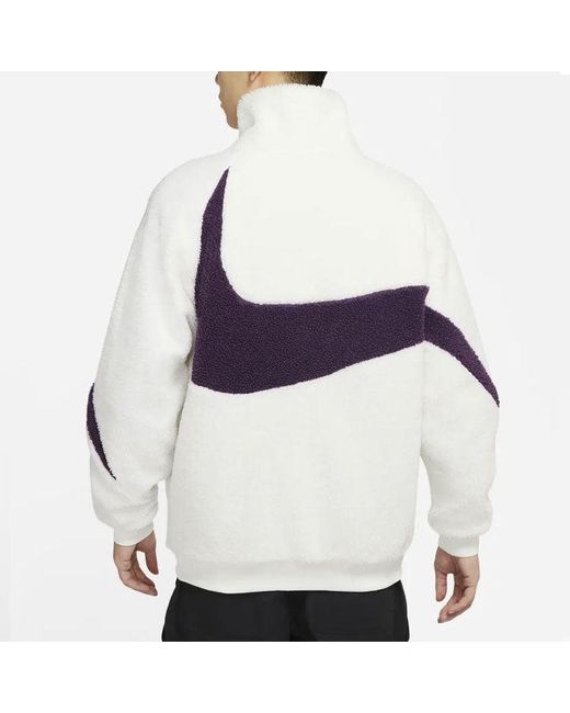 Nike White Big Logo Lamb Velvet Jacket Sail for men