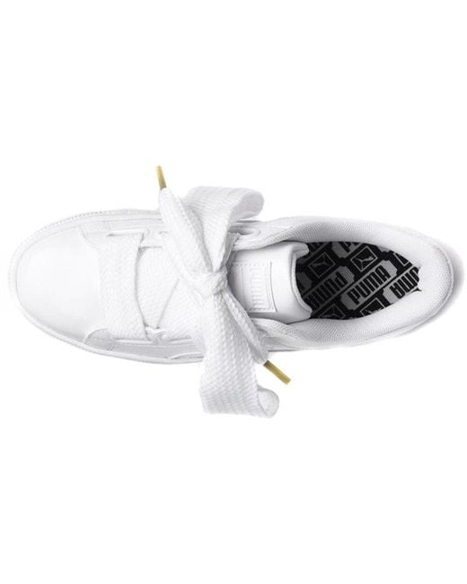 PUMA White (Wmns) Basket Heart Patent
