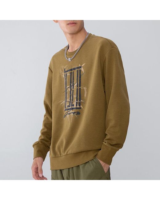Adidas Green Athleisure Casual Sports Pullover Round Neck for men