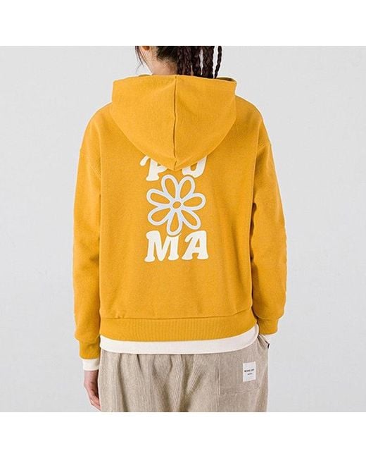 PUMA Yellow (Wmns) Layered Printing Fake Two Hoodie