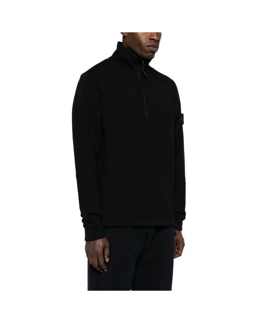 Stone Island Black Felpa Ghost Half Zip Up Sweater for men