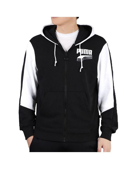 PUMA Blue Running Training Breathable Colorblock Knit Hooded Jacket for men