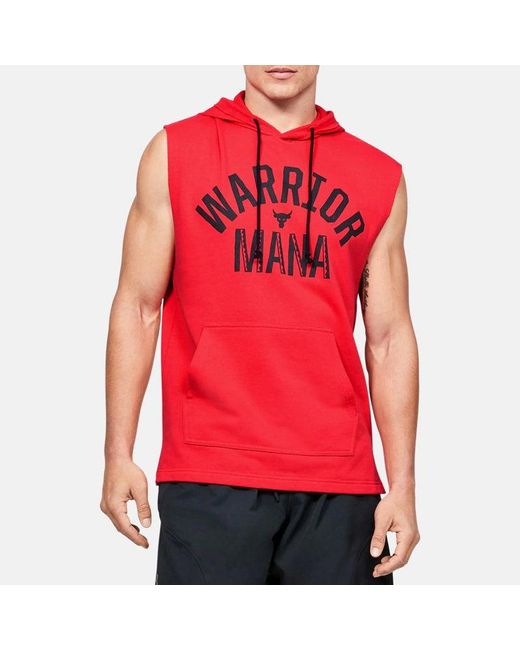 Under Armour Red Project Rock Training Sports Hooded Sleeveless for men