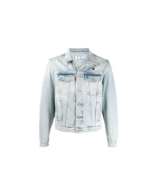 Off-White c/o Virgil Abloh Blue Ss21 Back Printing Denim Jacket for men