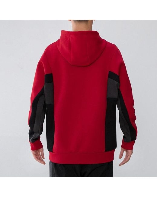 Adidas Red St Kn Spcr Jkt Contrasting Colors Pocket Knit Sports Hooded Logo Jacket for men