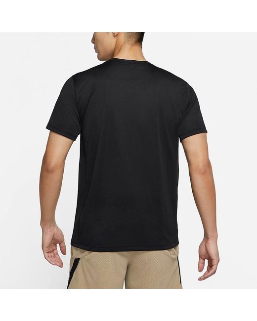 Nike Black Solid Color Pattern Cartoon Printing Training Short Sleeve T-Shirt for men
