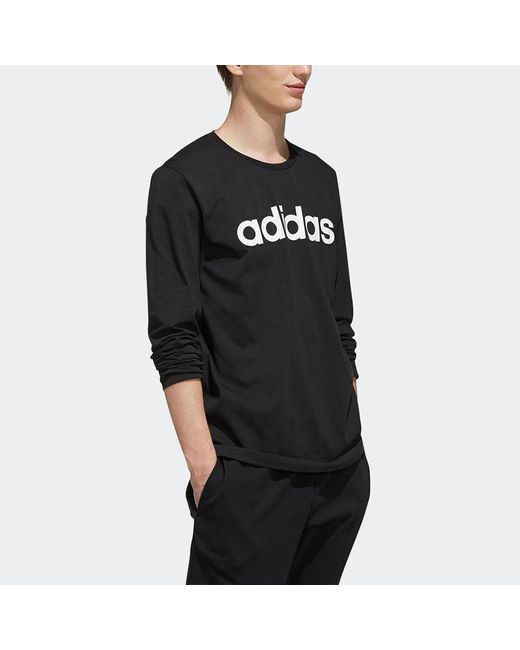 Adidas Black Neo M Ce Lnr Ls Logo Printing Round Neck Long Sleeves for men