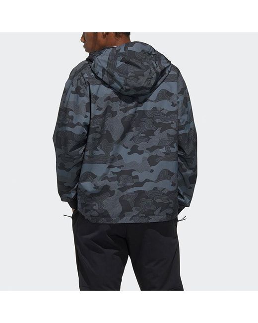 Adidas Blue Camouflage Printing Sports Jacket for men