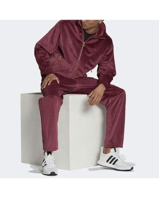 Adidas Red Originals Adicolor Velour Track Jacket for men