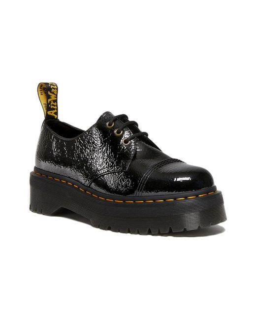 Dr. Martens Black 1461 Distressed Patent Leather Platform Shoes