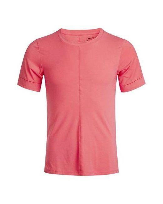 Nike Pink Yoga Dri-Fit Sports Quick Dry Short Sleeve Light for men
