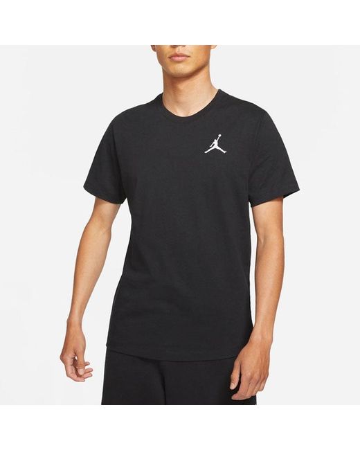 Nike Black Jumpman Logo Embroidered Sports Round Neck Short Sleeve for men