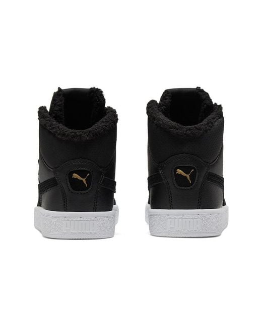 PUMA Black 1948 Mid Lfur Mid-Top Fleece Lined Casual Skate Shoes