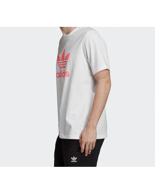 Adidas White Originals Chest Logo Sports Short Sleeve Flash for men