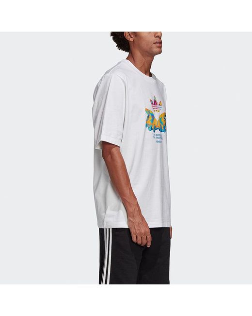 Adidas White Originals Graphic Tee Printing Short Sleeve for men