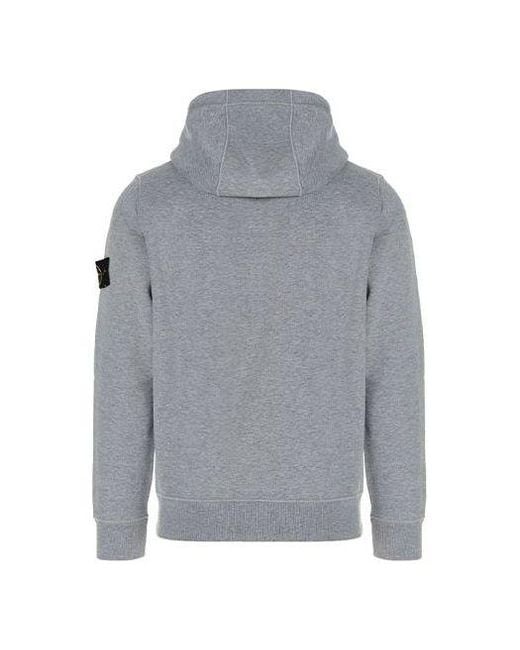 Stone Island Gray Popover Hoodie 'Melange' for men