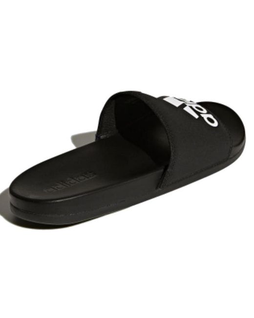 Adidas Black Adilette Cloudfoam Plus Slides 'Core' for men