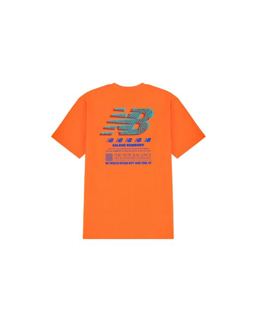 New Balance Orange X Salehe Bembury Printing Logo Round-Neck Tee