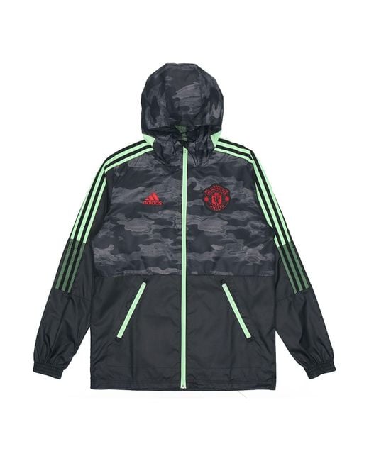 Adidas Blue Manchester United Football Leisure Sports Hooded Jacket for men