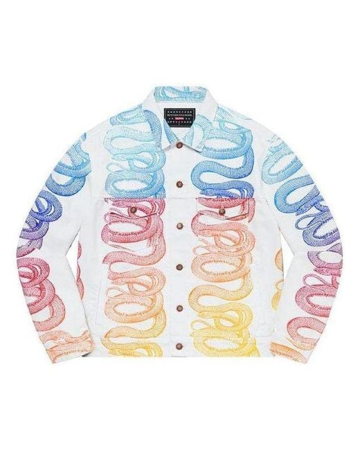 Supreme Blue X Hysteric Glamour Snake Denim Trucker Jacket for men