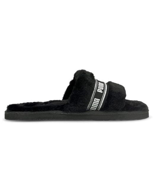 PUMA Black Fluff Slides