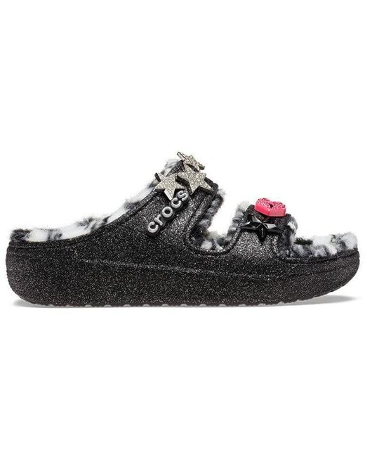 CROCSTM Black Classic Cozzzy Disco Glitter Sandals