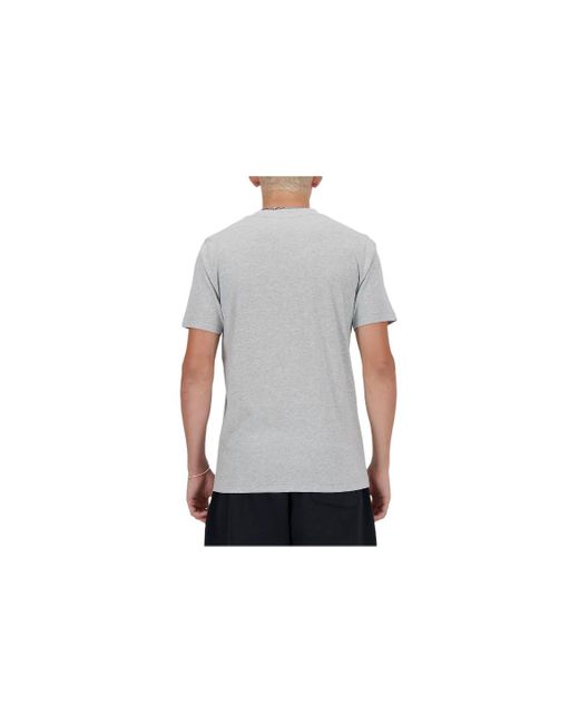 New Balance Gray Essentials Stacked Logo T-shirt for men