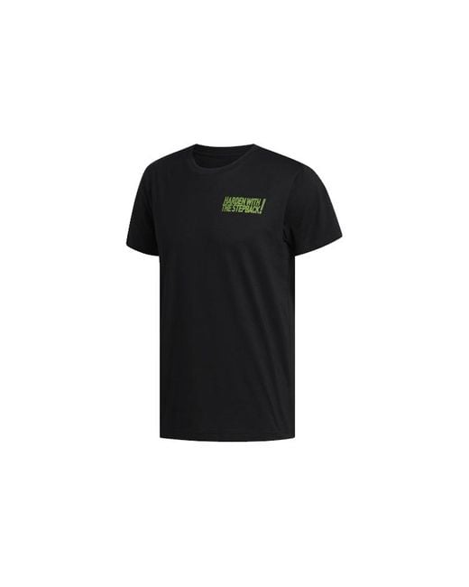 Adidas Black Harden Stepback Basketball Sports Round Neck Short Sleeve for men